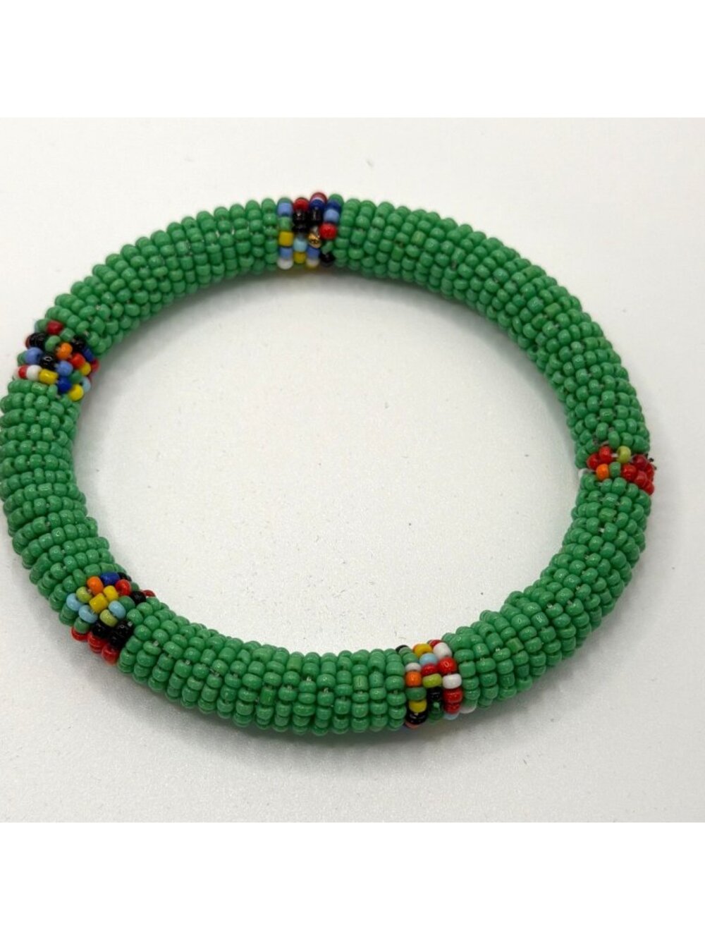 Handcrafted African Beaded Bangle Bracelets Stacked Seed Bead Sliders Set Lot 5 - Picture 10 of 15